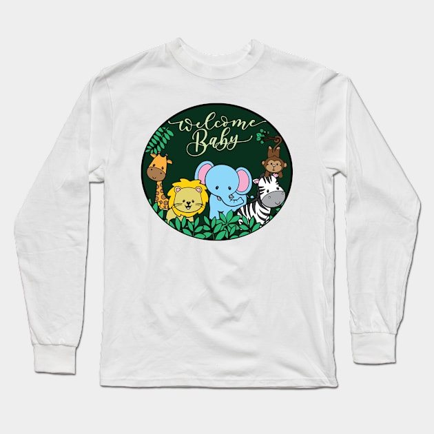 Welcome Baby - Jungle Long Sleeve T-Shirt by AmazingArtMandi